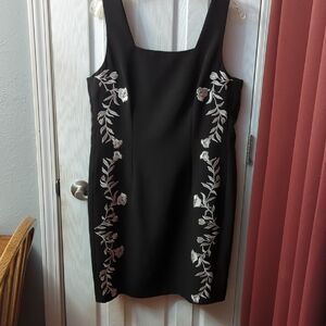 Elegant Black Floral Embroidered Dress